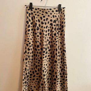 NEW- Leopard Print Silk Midi Skirt